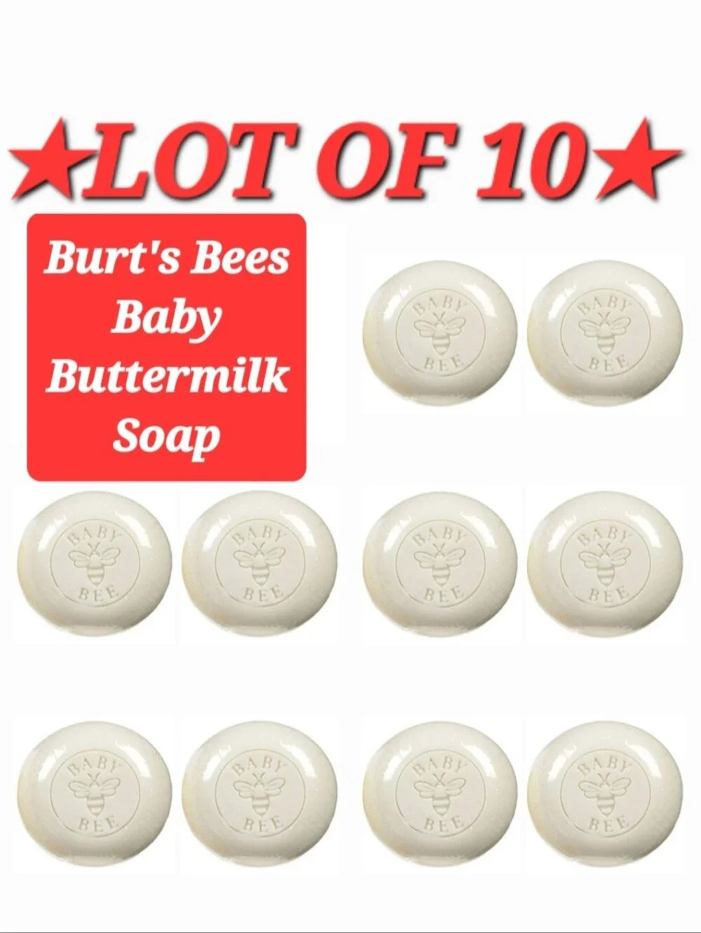 *LOT OF 10*Burt's Bees Baby Buttermilk Soap Bars, 0.8 oz each (8 ounces total)